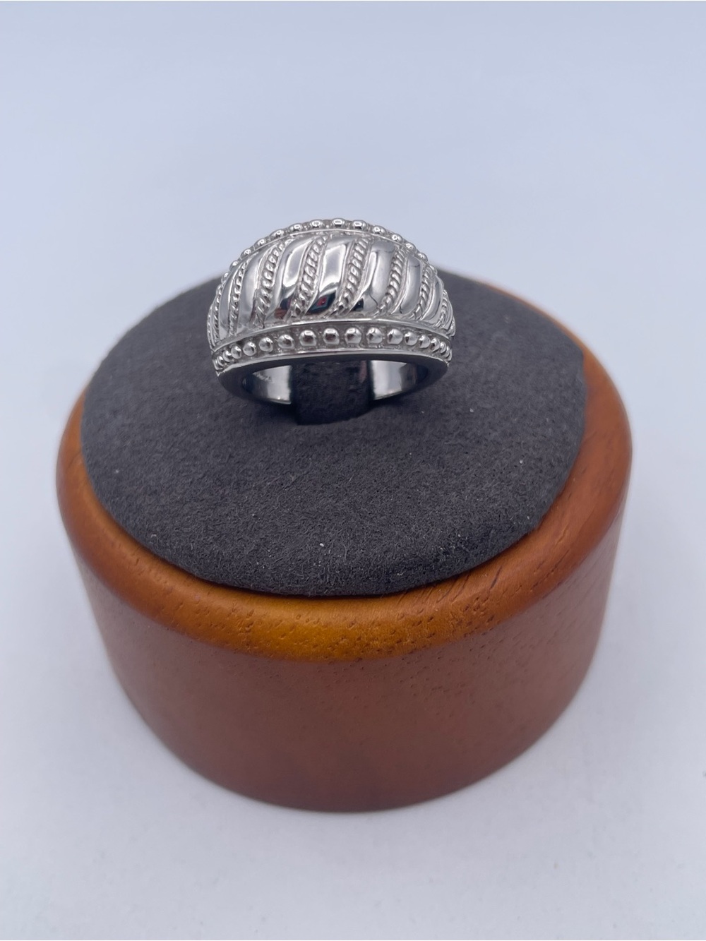Judith Ripka Sterling Silver 925 Wide Dome Rope Design Ring Thailand Size 6